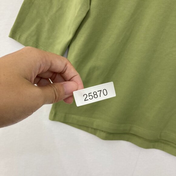 Kasper size 1X Green Square Neck Embellished Stretch Knit 3/4 Sleeve Fitted Top - Picture 8 of 8